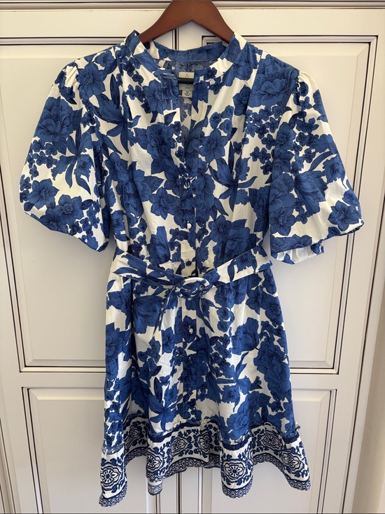 Joie Dresses & Skirts - Joie Clemency Floral Puff Sleeve Belted Dress Blue Romantic Wedding Guest 12
